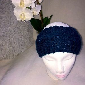 Blue sparkly crocheted handmade headband